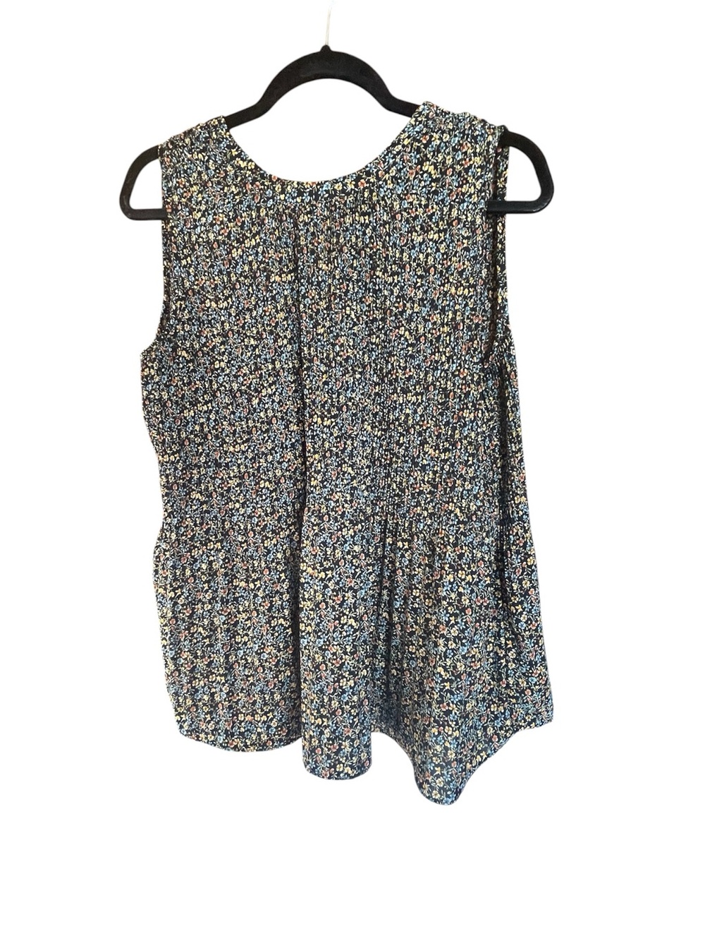 Adrianna Papell Navy Floral Smocked Sleeveless Camisole